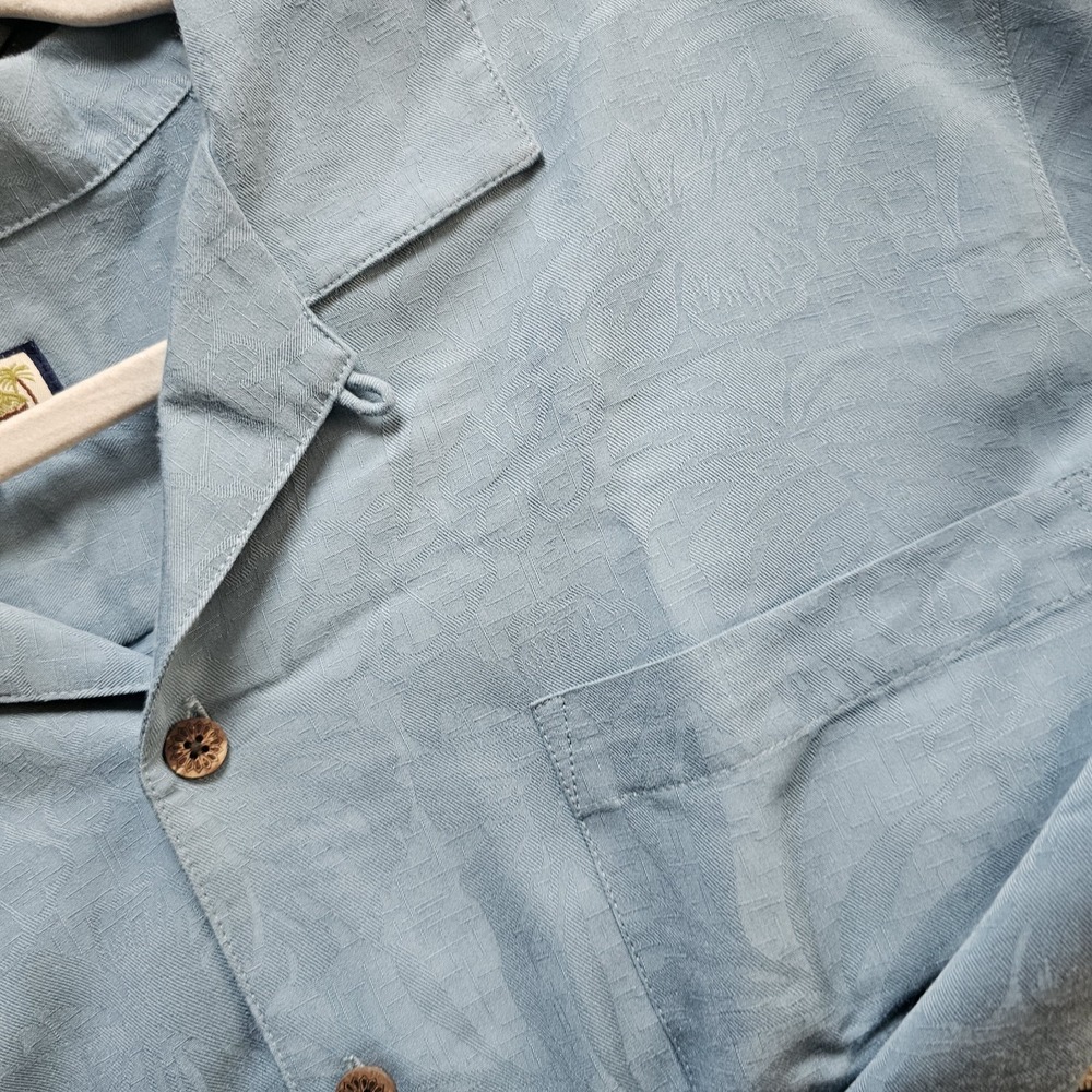 Caribbean Joe Shirt Mens Short Sleeve Button Down Teal Blue XL - Picture 7 of 7